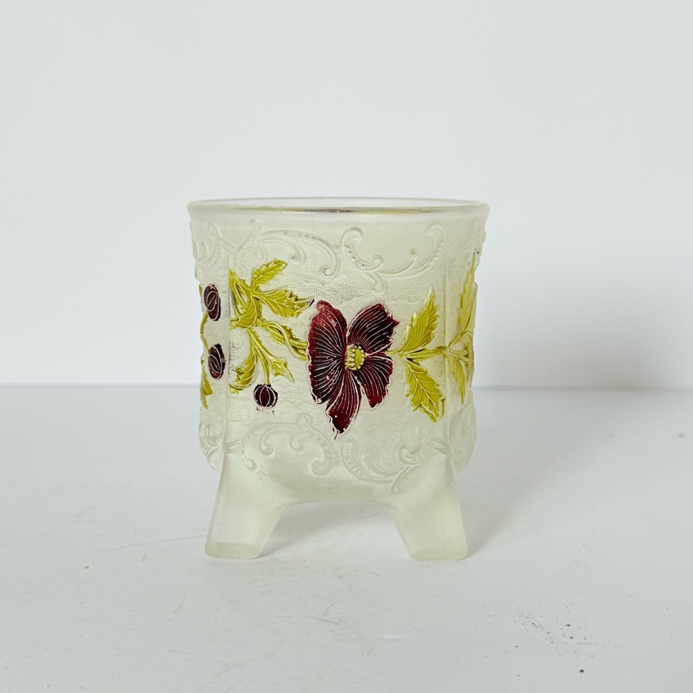 Vintage EAPG (c. 1899) Bohemian Frosted Satin Victorian Spooner Spoonholder